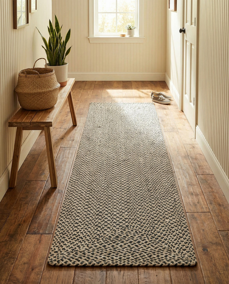 Highland Woven Jute Collection Area Rug - Glenmore (Gray) Runner Gray  lifestyle 60