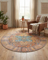 Heritage Elegance Collection Area Rug -  Windsor (Rust Red) Round Rust Red  lifestyle 83