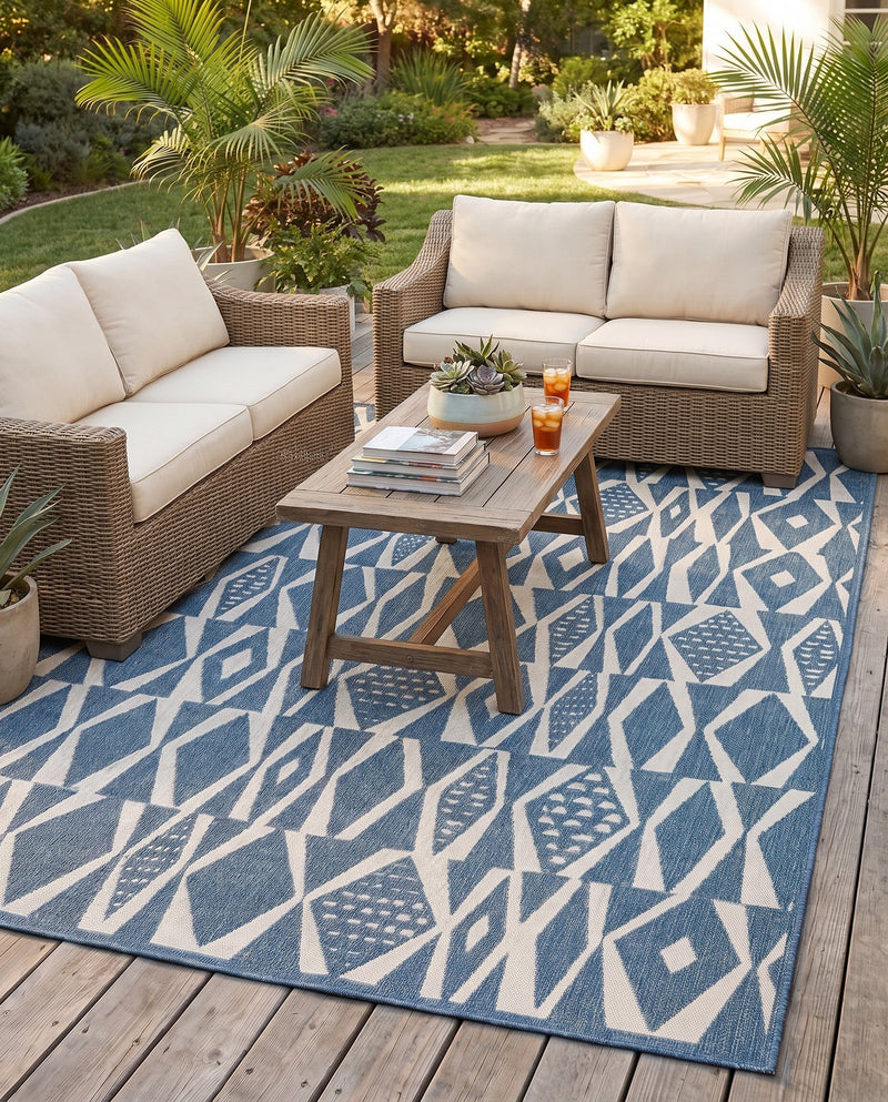 Coastal Terrace Collection Area Rug -  Tidepool Rectangle Blue  lifestyle 16