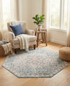 Coastal Haven Collection Area Rug - Seabreeze (Blue) Octagon Blue  lifestyle 36