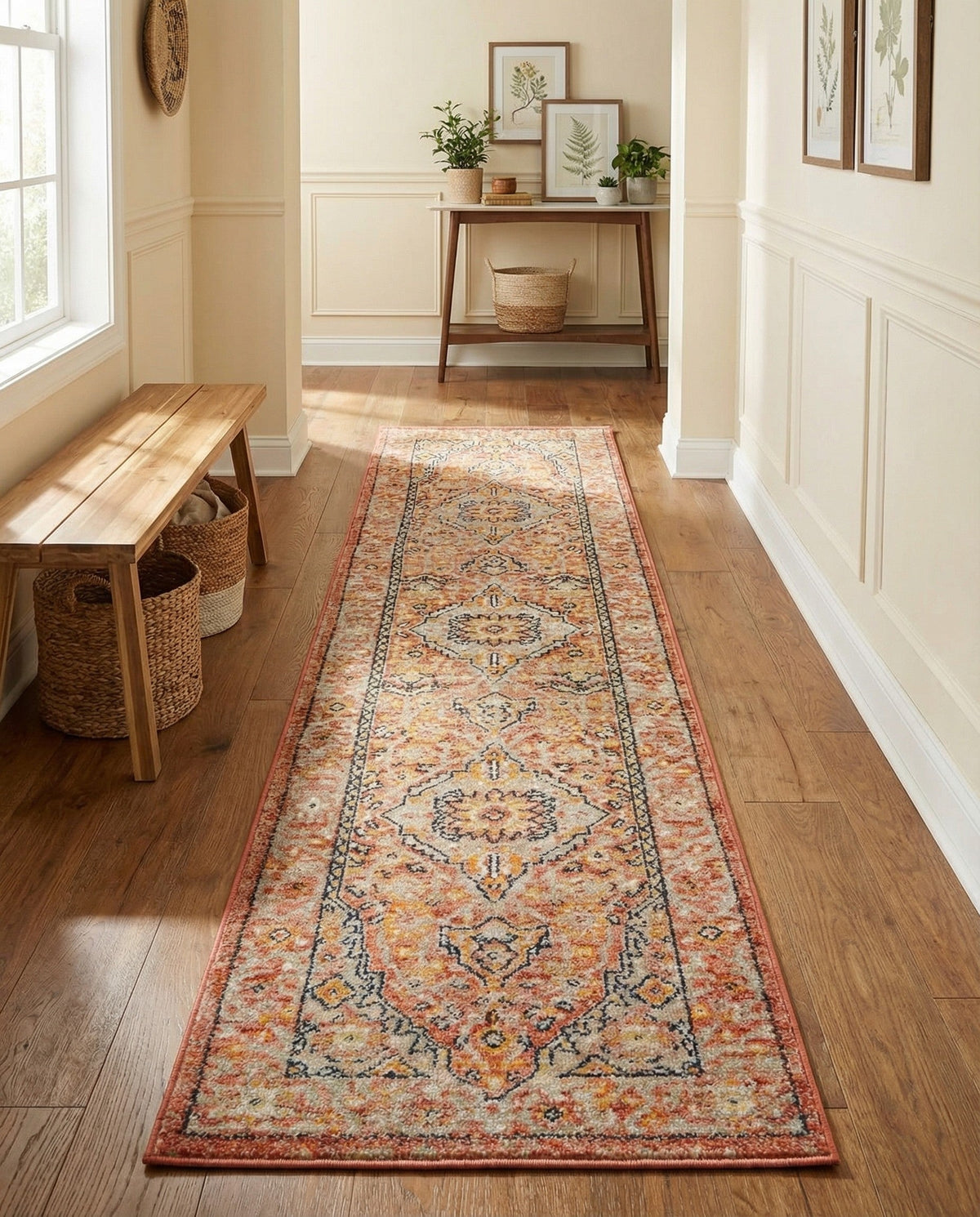 Seville Stripes Collection Area Rug - Cadiz (Brick Red) Runner Brick Red  lifestyle 87
