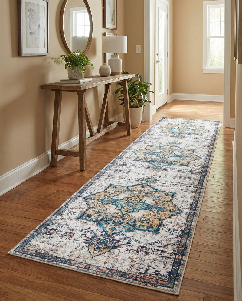 Baroque Era Collection Area Rug - Versailles (Sea Salt White) Runner Sea Salt White  lifestyle 66