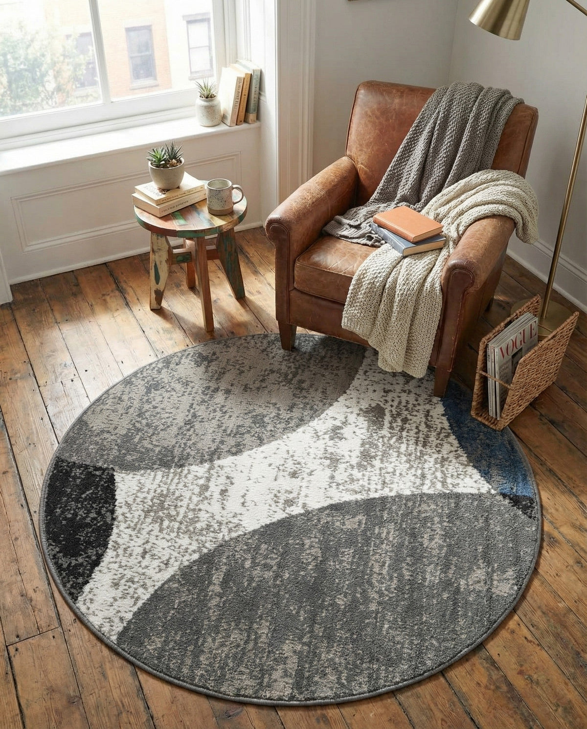 Copenhagen Edge Collection Area Rug -  Amager Round Multi  lifestyle 54