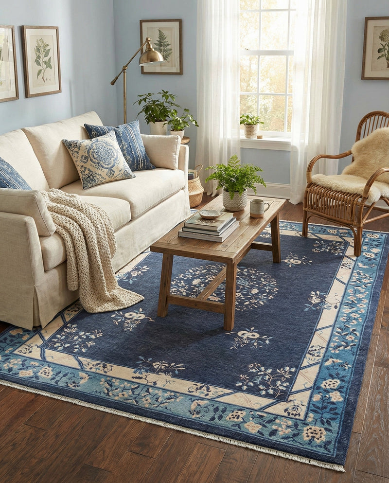 Bazaar Chic Collection Area Rug -  Ouarzazate Rectangle Navy Blue  lifestyle 10
