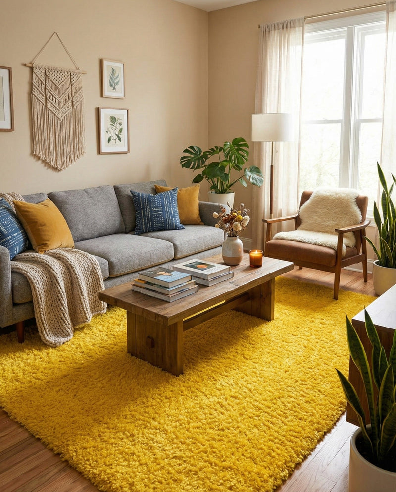 Plush Oasis Collection Area Rug - Serenity (Tuscan Sun Yellow) Rectangle Tuscan Sun Yellow  lifestyle 11
