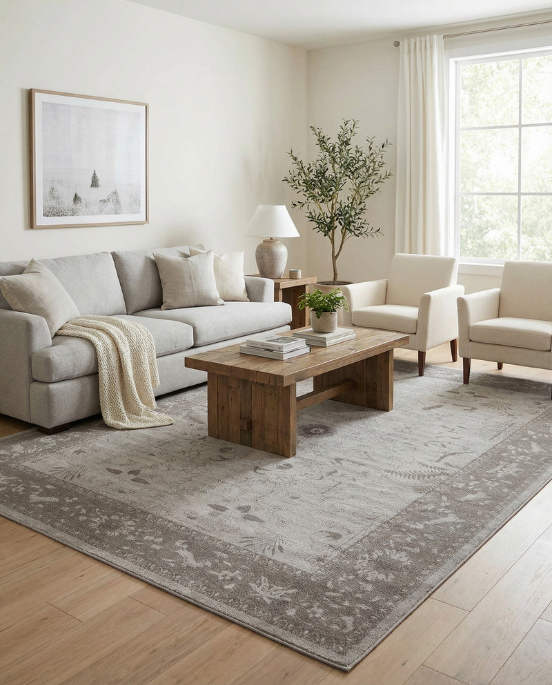 Horizon Collection Area Rug -  Apex (Light Gray) Rectangle Light Gray  lifestyle 24