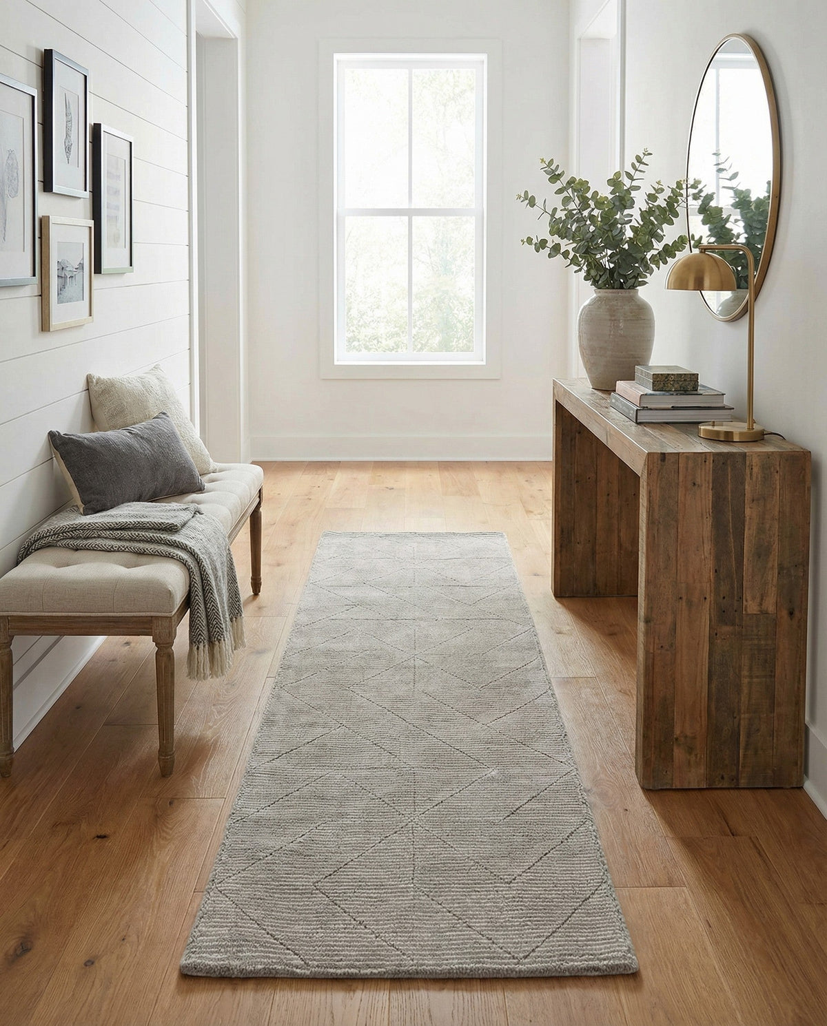 Nordic Loom Geometric Collection Area Rug - Oslo Runner Steel gray  lifestyle 128