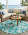 Seaside Haven Rugs Collection Area Rug -  Seaside Round Teal  lifestyle 64