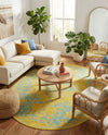 Urban Oasis Rugs Collection Area Rug -  Penthouse (Yellow and Aqua) Oval Yellow and Aqua  lifestyle 41