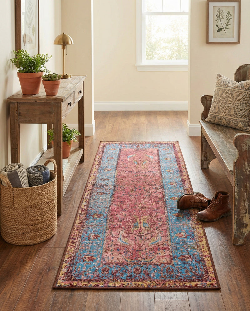 Patio Heritage Collection Area Rug -  Serenity Runner Vintage Salmon Coral  lifestyle 77