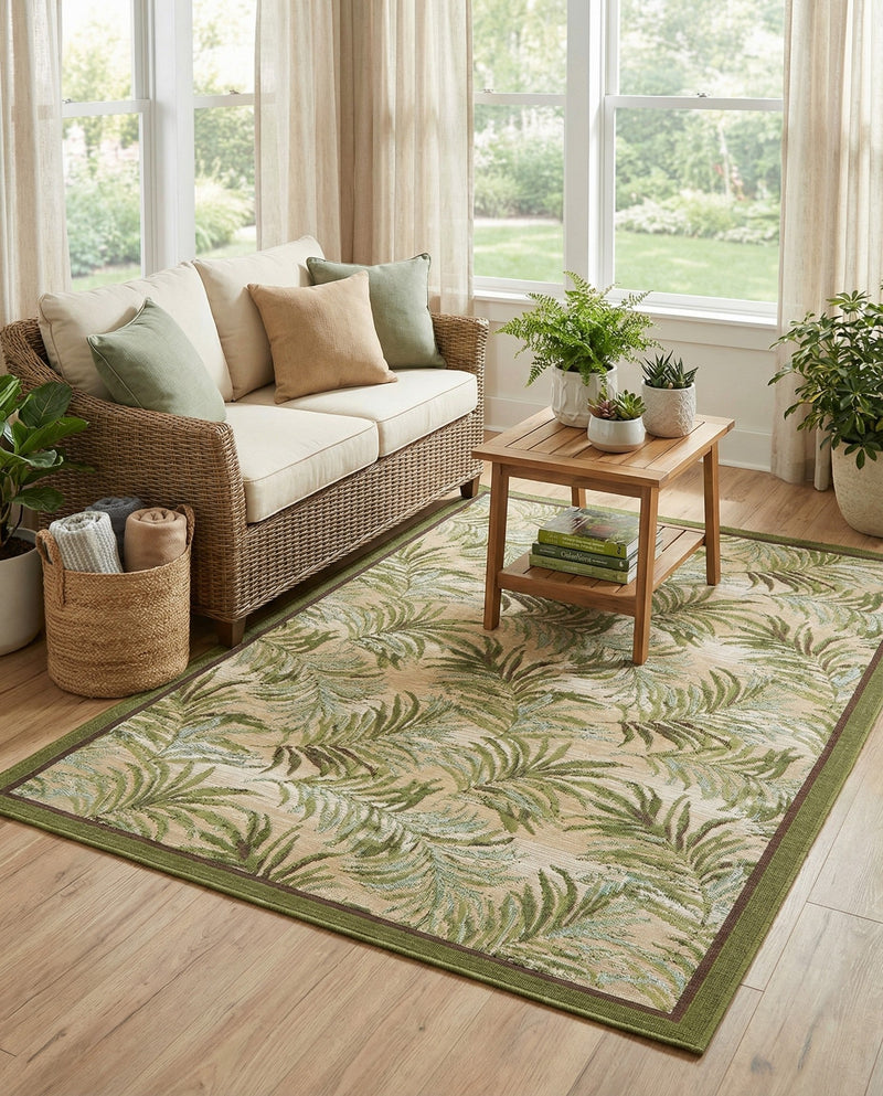 Seaside Blooms Collection Area Rug -  Verdant Rectangle Green  lifestyle 8