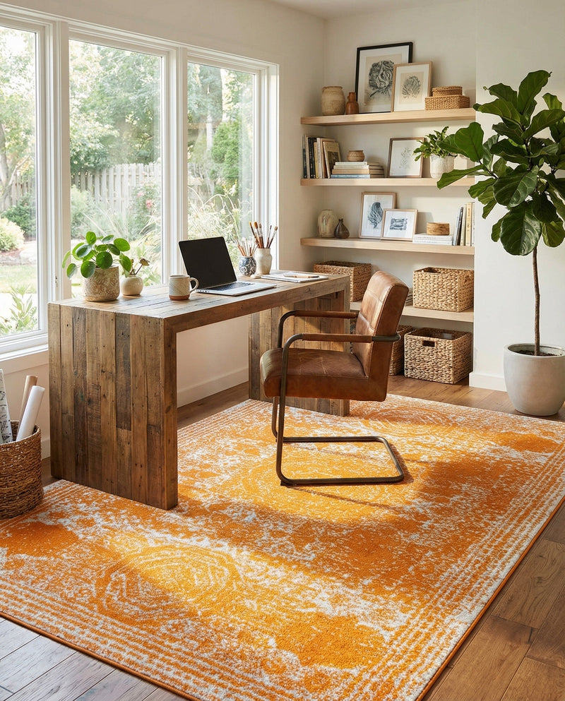 Dover Terrace Collection Area Rug -  Lagoon (Orange) Rectangle Orange  lifestyle 17