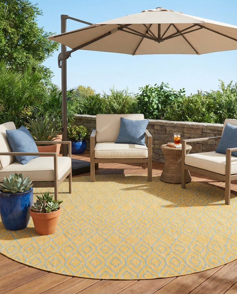 Urban Oasis Rugs Collection Area Rug -  Boulevard (Yellow and Aqua) Round Yellow and Aqua  lifestyle 50
