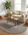 Woven Seaside Jute Collection Area Rug - Coastalhaven (Gray) Oval Gray  lifestyle 21