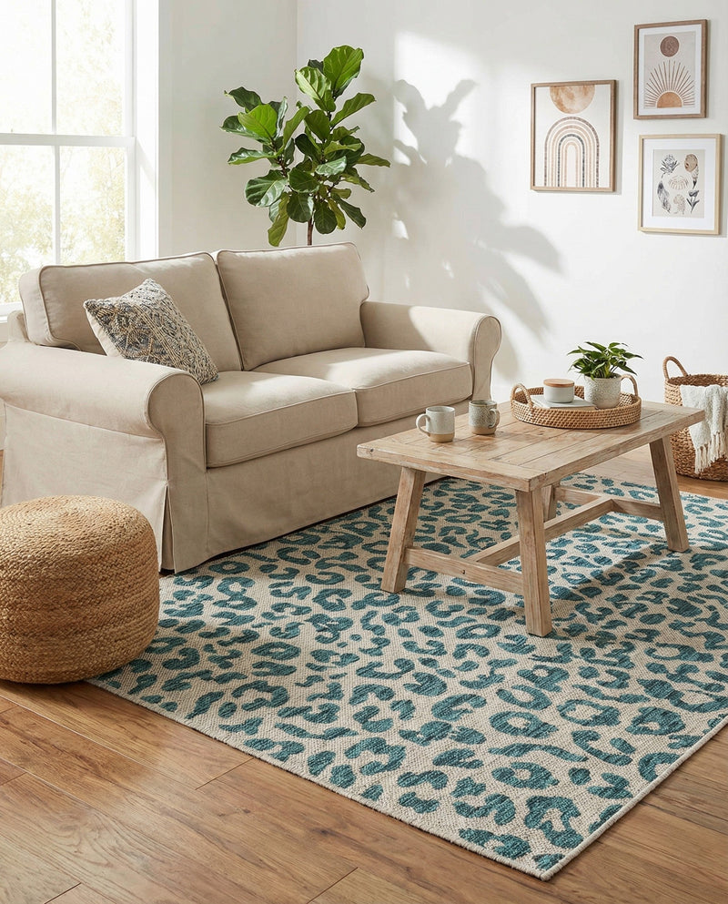 Savannah Escape Collection Area Rug -  Amazon (Teal) Rectangle Teal  lifestyle 8