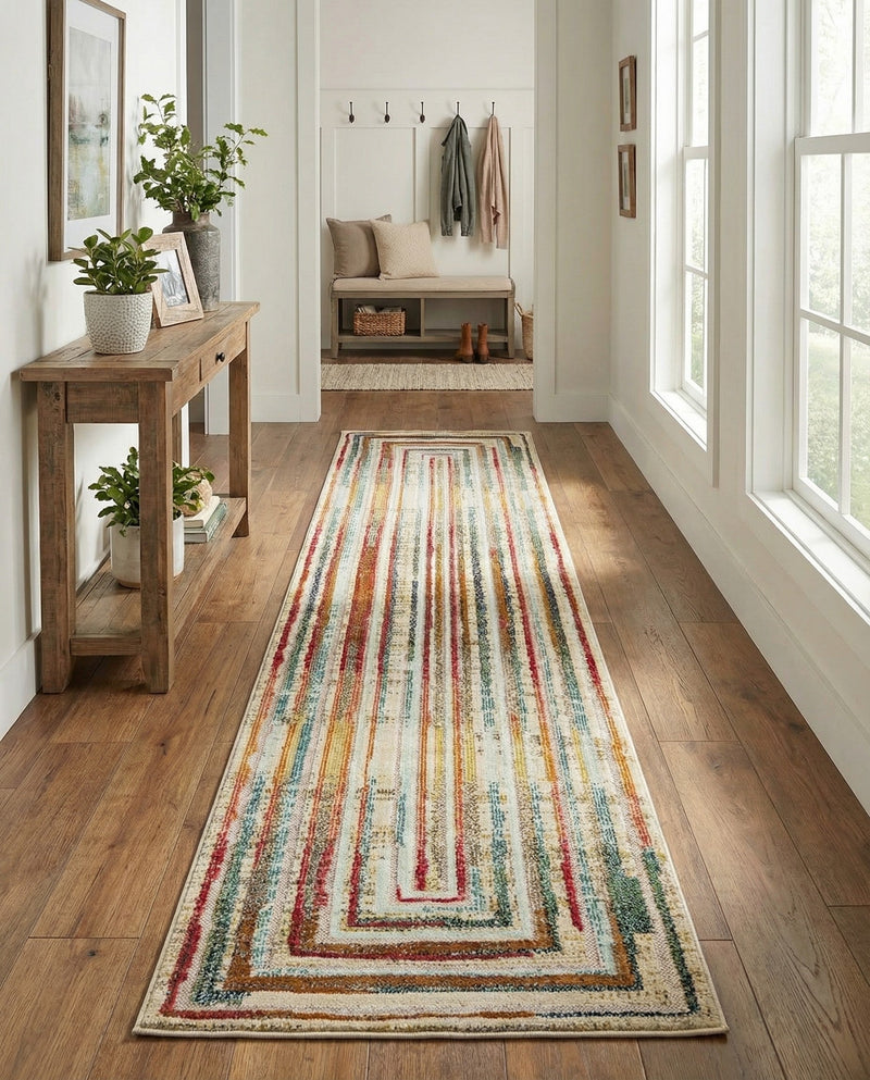Outdoor Marrakesh Collection Area Rug -  Ouarzazate Runner Multi Beige  lifestyle 37