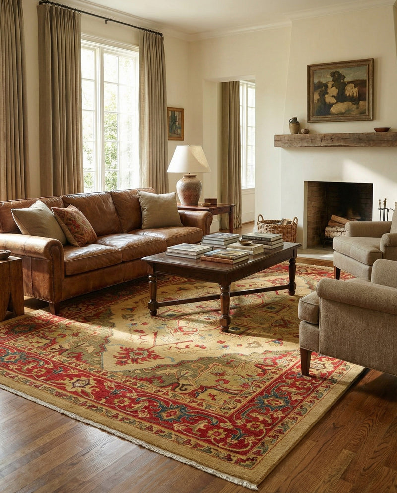 Persian Elegance Collection Area Rug -  Golestan Rectangle Tan  lifestyle 51