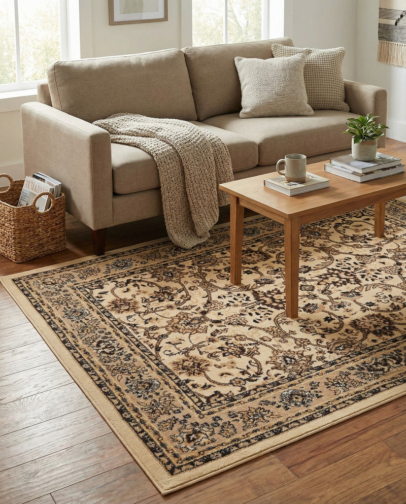 Isfahan Elegance Collection Area Rug - Naghsh-e Jahan (Ivory) Rectangle Ivory  lifestyle 23