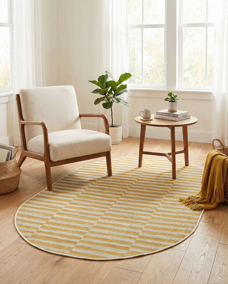 Soho Elegance Collection Area Rug -  Hudson (Yellow) Oval Yellow  lifestyle 61