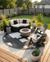 Urban Terrace Collection Area Rug -  Williamsburg Round Black and White  lifestyle 55