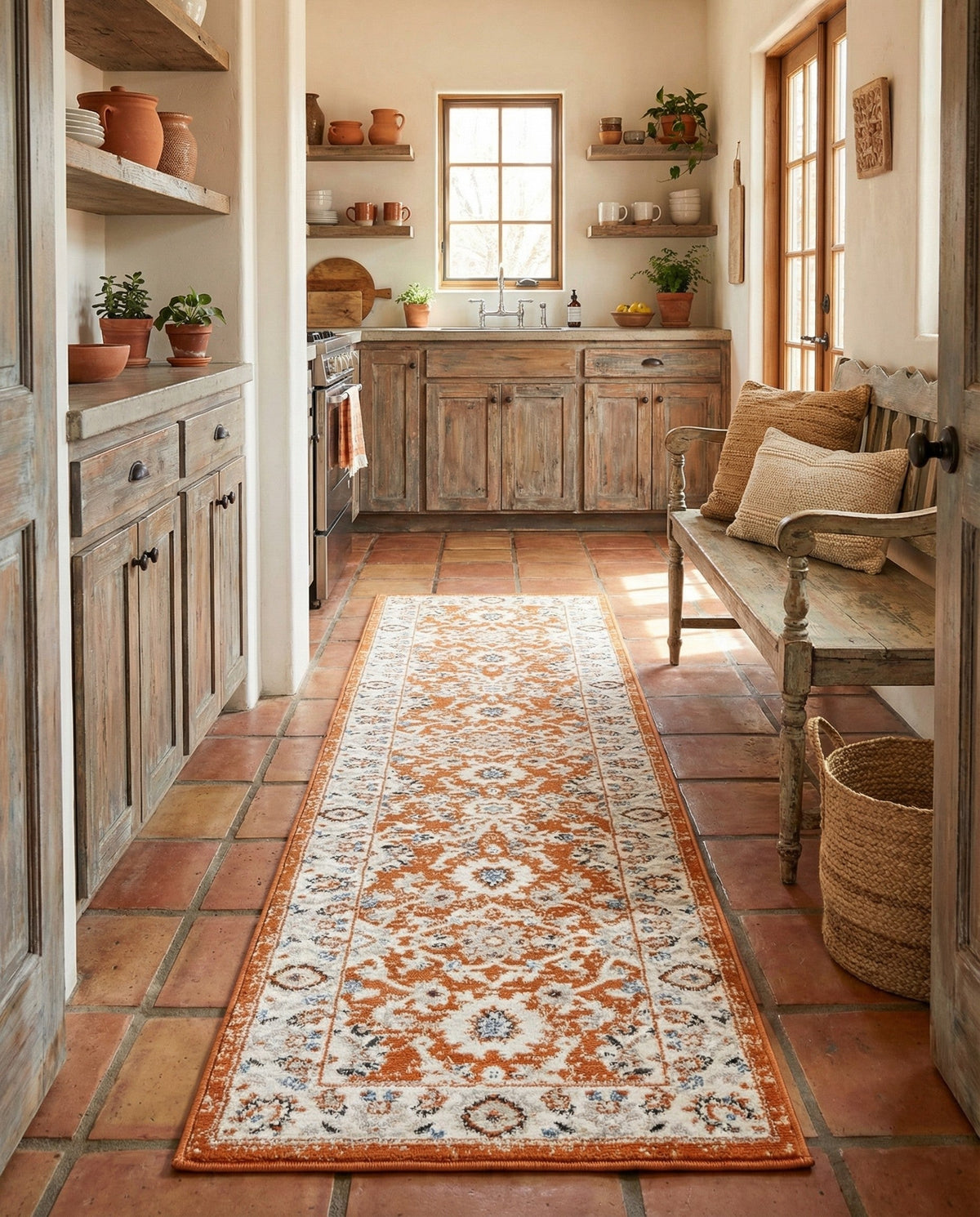 Savannah Elegance Collection Area Rug - Augusta (Rust Red) Runner Rust Red  lifestyle 89
