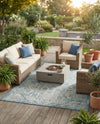 Tribal Terrace Treasures Collection Area Rug - Mayan Marina (Teal) Rectangle Teal  lifestyle 25
