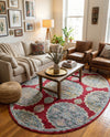 Arcadia Rugs Collection Area Rug -  Atlantis (Red) Oval Red  lifestyle 65