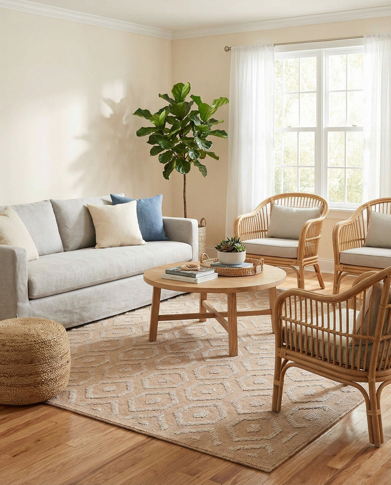 Garden Lattice Charm Collection Area Rug - Arbor (Beige) Rectangle Beige  lifestyle 13