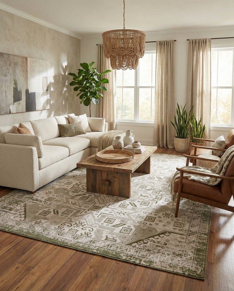 Tribal Terrace Treasures Collection Area Rug - Mayan Marina (Green) Rectangle Green  lifestyle 37