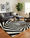 Cyclone Wool Collection Area Rug -  Twister Square Black and White  lifestyle 43