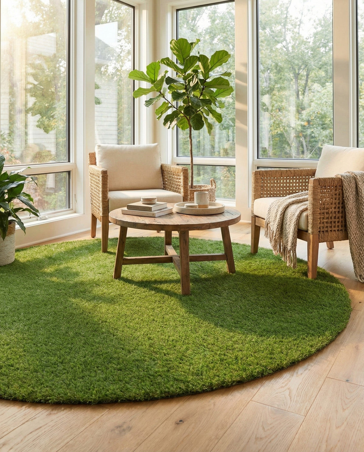 Meadow Retreat Collection Area Rug - Glen Round Green  lifestyle 143