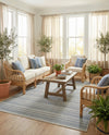 Seaside Stripes Collection Area Rug -  Boardwalk (Light Blue) Rectangle Light Blue  lifestyle 4