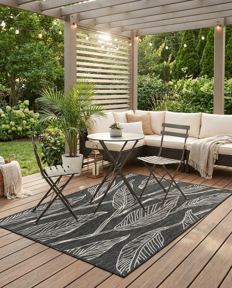 Seaside Blooms Collection Area Rug -  Evergreen (Ivory Charcoal) Rectangle Ivory Charcoal  lifestyle 6