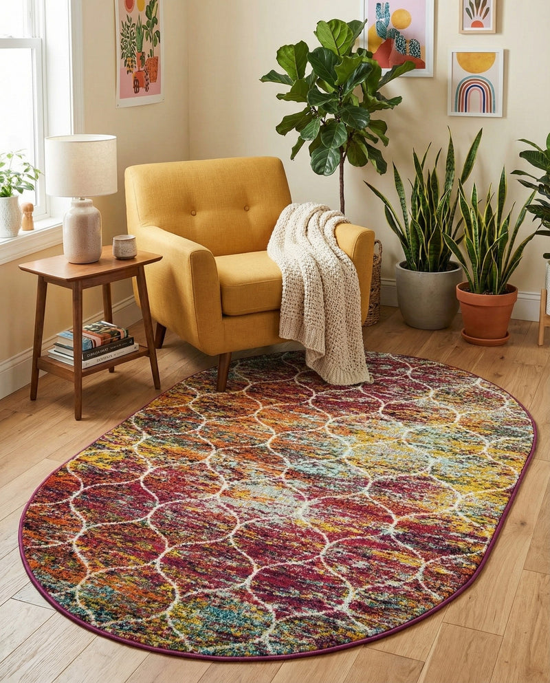 Trellis Mosaic Collection Area Rug -  Pergolatown (Multi) Oval Multi  lifestyle 71