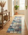 Outdoor Marrakesh Collection Area Rug -  Rabat Runner Gray Blue Ivory  lifestyle 66