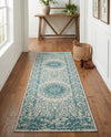 Patio Heritage Collection Area Rug -  Lafayette (Aqua) Runner Aqua  lifestyle 64