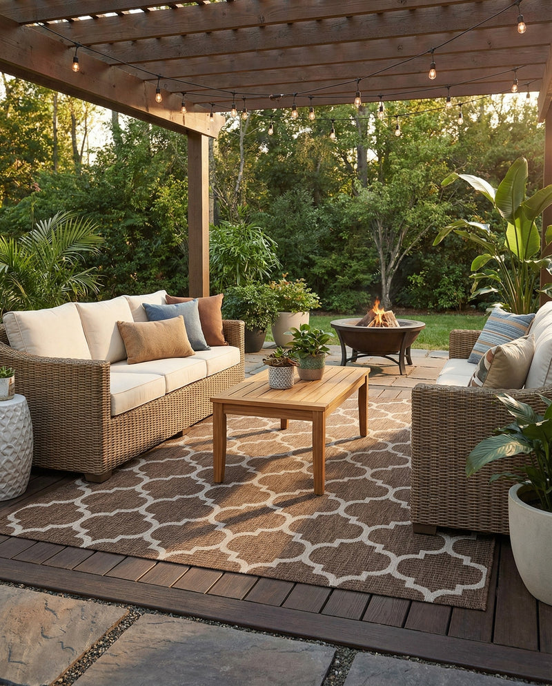 Savannah Pergola Collection Area Rug - Arbor (Brown) Rectangle Brown  lifestyle 11