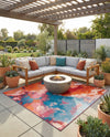 Urban Terrace Collection Area Rug -  Patio Square Gray and Pink  lifestyle 79