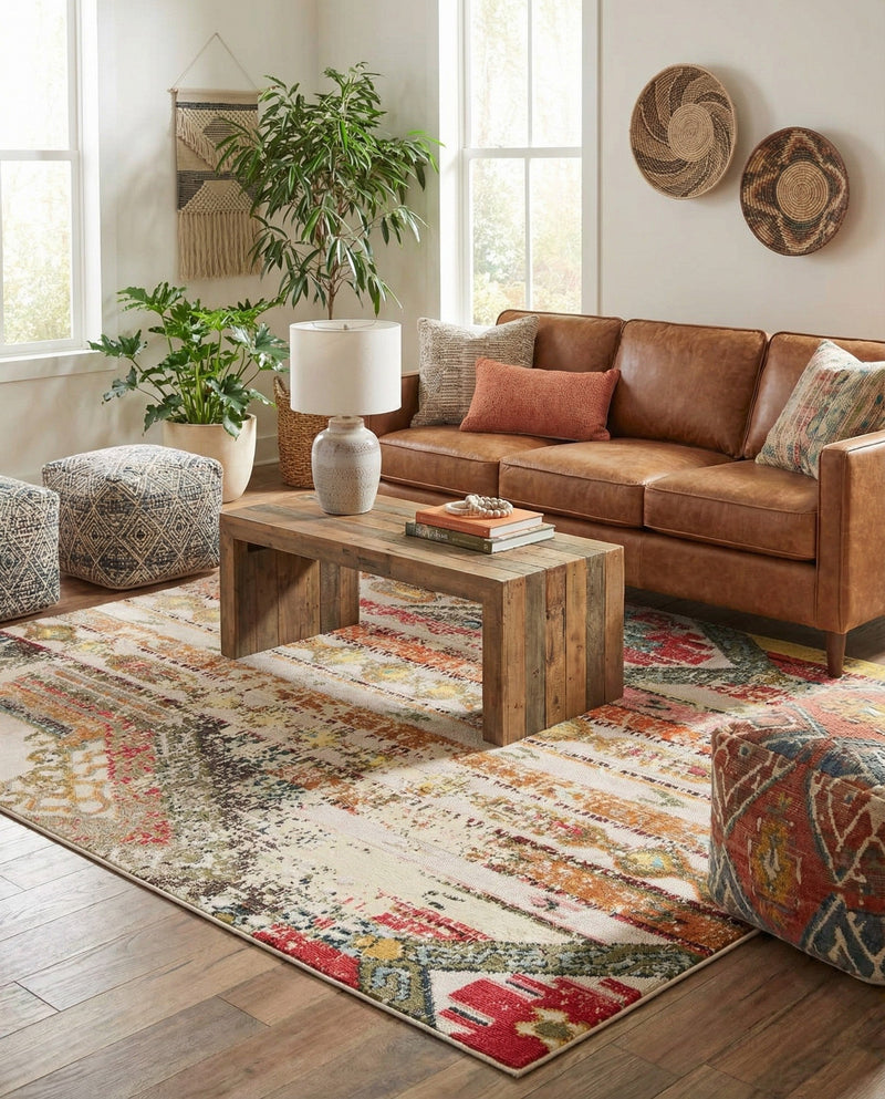 Outdoor Marrakesh Collection Area Rug -  Agadir Rectangle Multi Beige  lifestyle 44