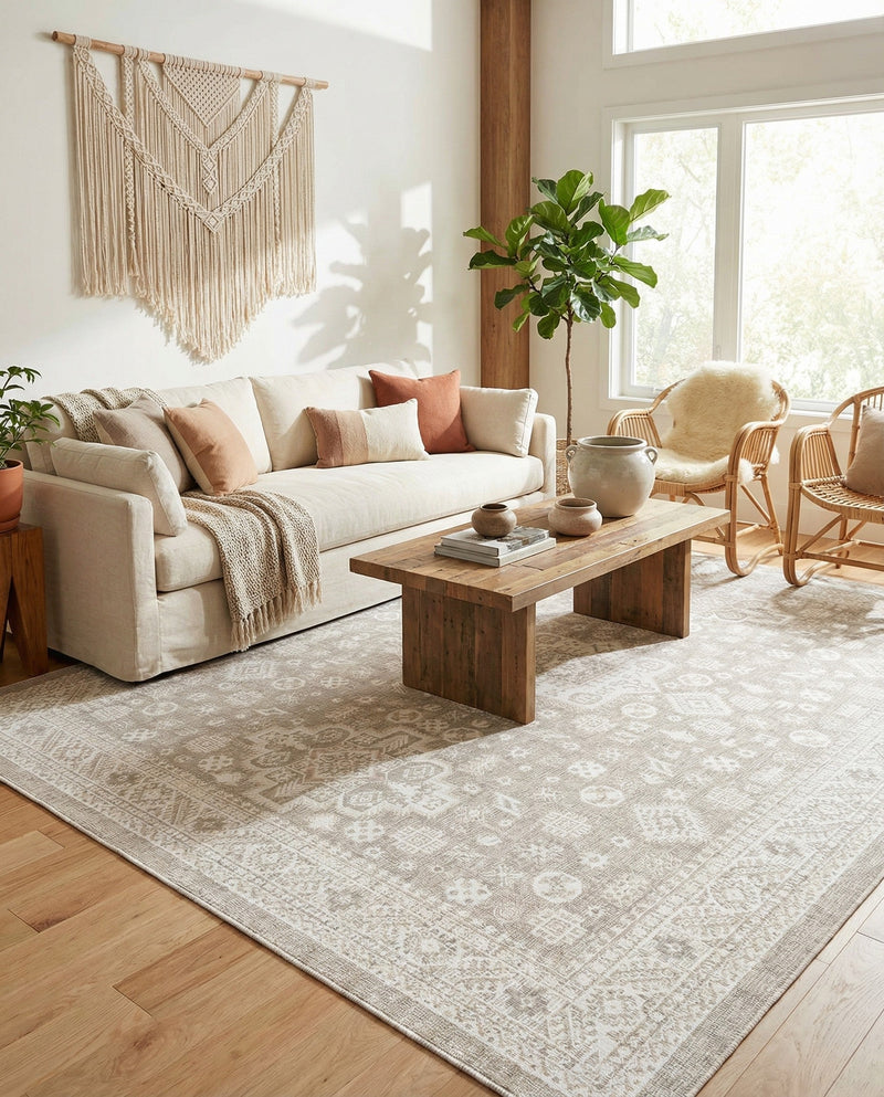 Tribal Terrace Treasures Collection Area Rug -  Incan Isle (Light Gray) Rectangle Light Gray  lifestyle 33