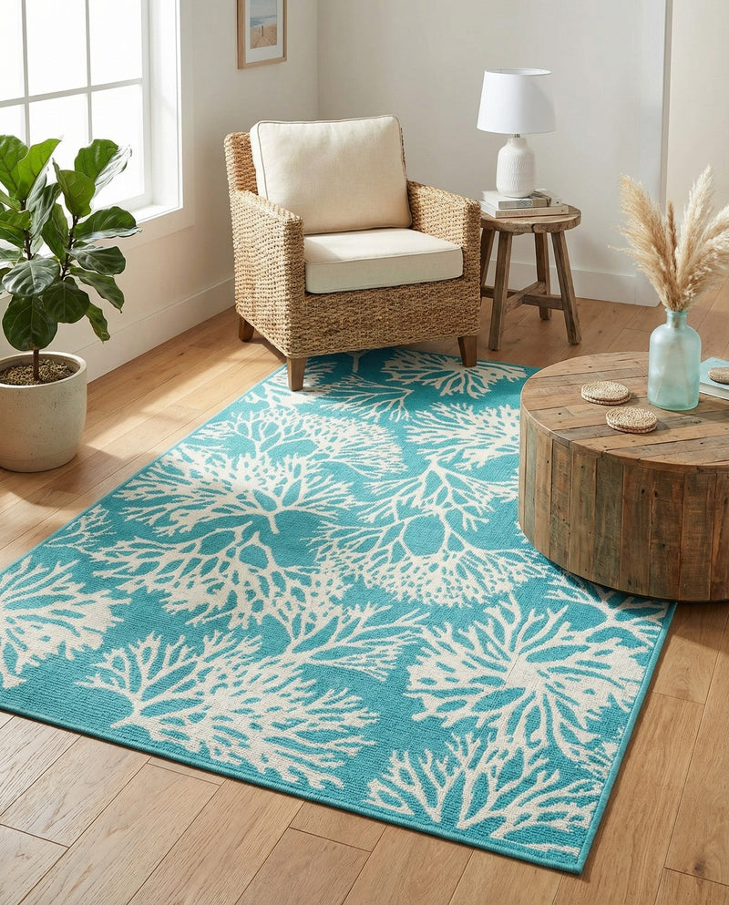 Seaside Haven Rugs Collection Area Rug -  Seaside Rectangle Teal  lifestyle 7