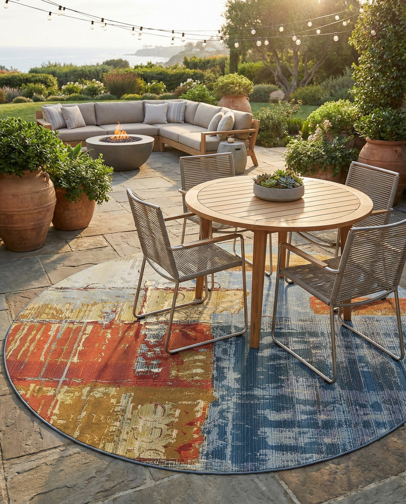 Urban Terrace Collection Area Rug -  Arbour Round Multi  lifestyle 33