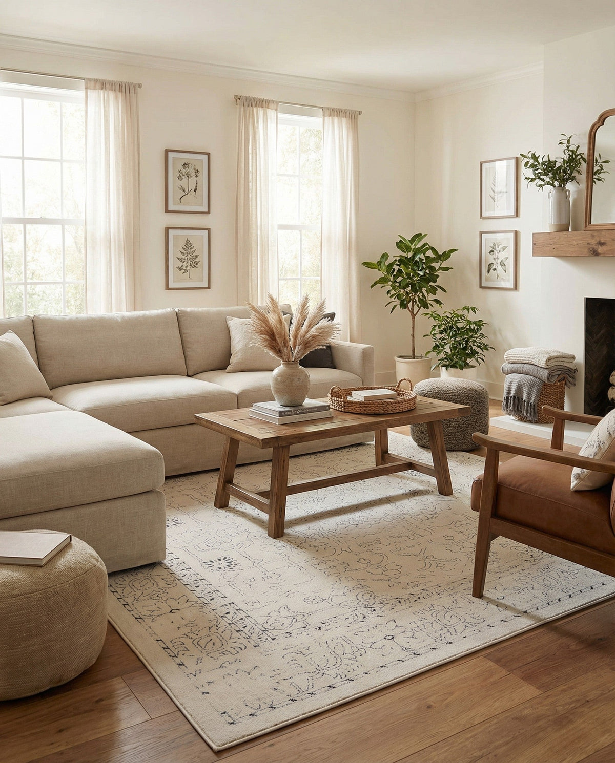 Savannah Soiree Collection Area Rug -  Everglade (White) Square White  lifestyle 81