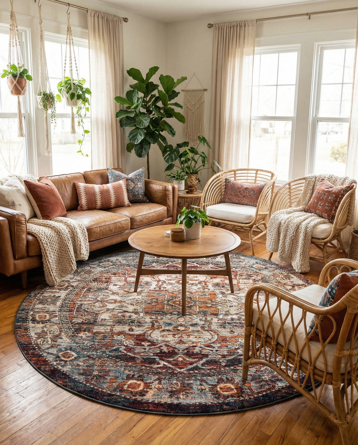 Savannah Soiree Collection Area Rug -  Everglade (Multi) Round Multi  lifestyle 47