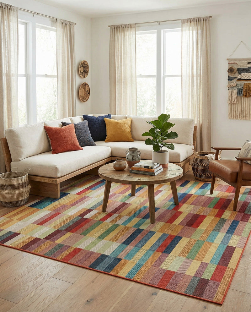 Coastal Terrace Collection Area Rug -  Harbor Square Multi  lifestyle 47