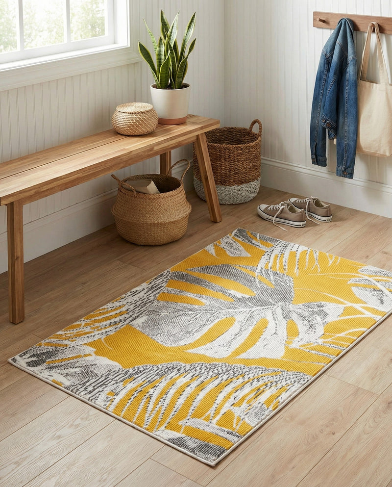 Meadow Breeze Collection Area Rug -  Clover Rectangle Yellow  lifestyle 43