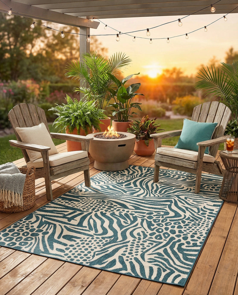 Savannah Escape Collection Area Rug -  Masai Rectangle Navy Blue and Ivory  lifestyle 27
