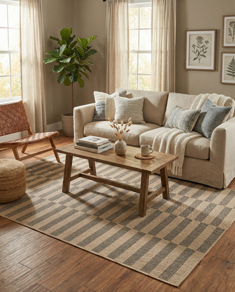 Sahara Sands Collection Area Rug -  Akhetaten Rectangle Natural and Brown  lifestyle 7