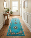 Tabriz Tapestry Collection Area Rug - Azerbaijan (Turquoise) Runner Turquoise  lifestyle 44