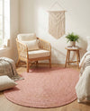 Woven Seaside Jute Collection Area Rug - Savannah (Light Pink) Oval Light Pink  lifestyle 51